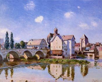 阿爾弗萊德 西斯萊 The Moret Bridge in the Sunlight